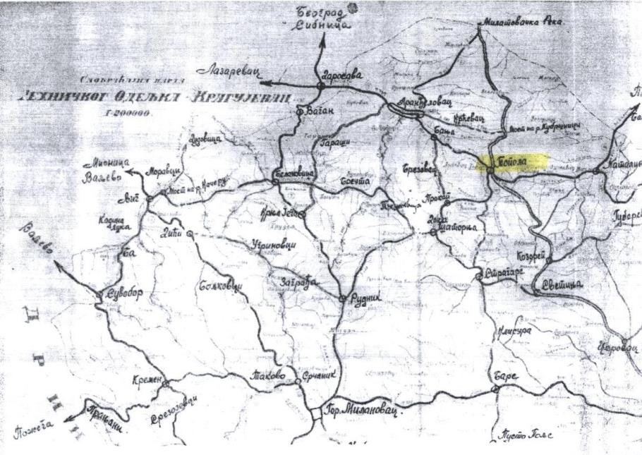 Саобраћајна карта из 1931. године (извор: Архив Војводине, фонд Краљевске банске управе у Новом Саду)