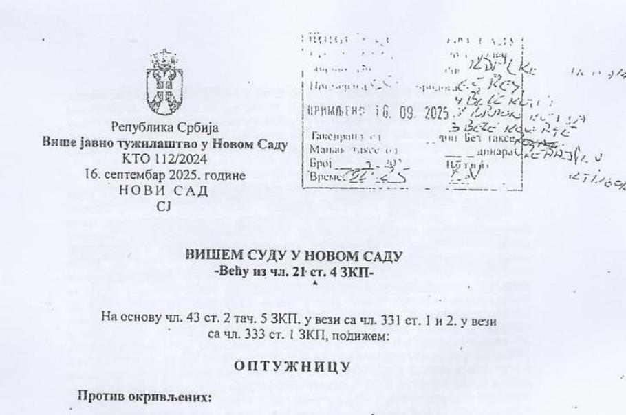 Заглавље оптужнице